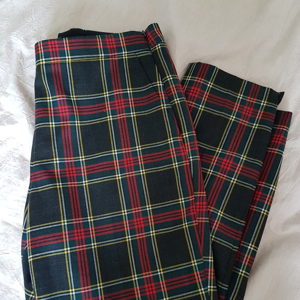 J Crew Lined Red Plaid Skinny Ankle Sz6 Pants